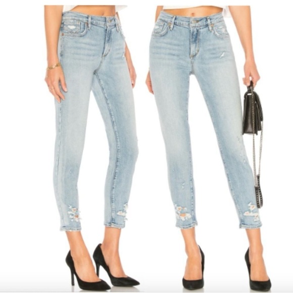 Agolde Sophie Crop Chewed Hem and Waistband Skinny Jeans in Vertigo Wash Size 26 - Picture 1 of 10